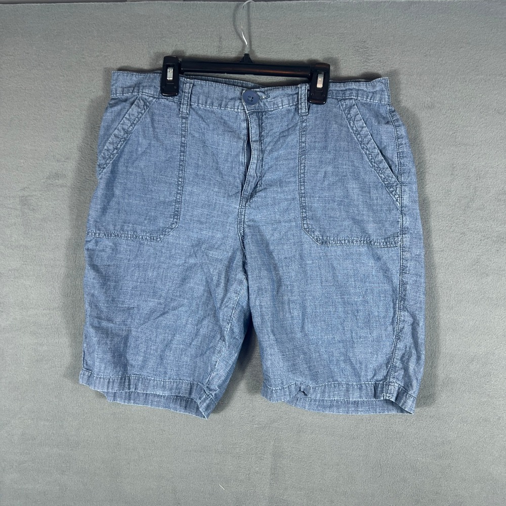 Karen Scott Womens Shorts 12 Blue Chambray Casual Mid Rise Pockets